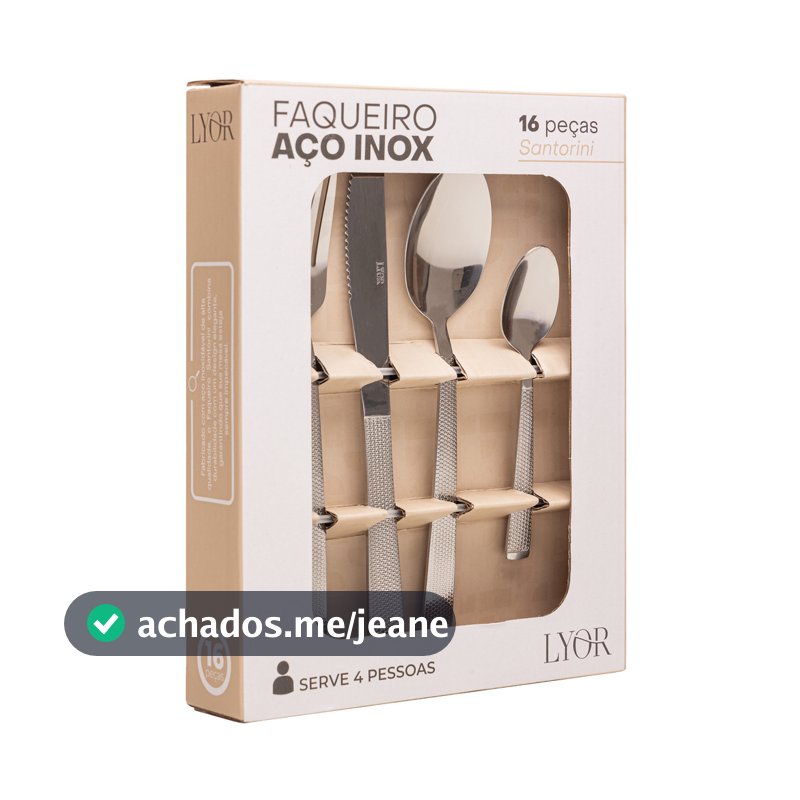 Faqueiro 16 Peças Aço Inox Santorini 4,3cm Lyor