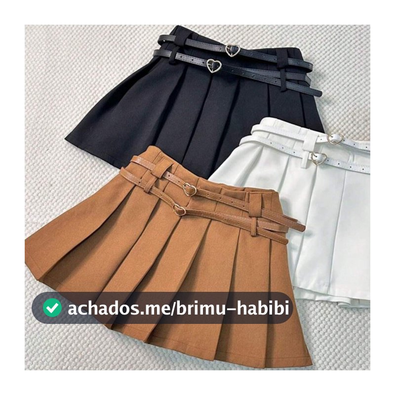 Mini Short Saia Tipo Alfaiataria Plissado Com Cinto Duplo HQ133