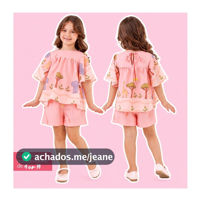 Conjunto Infantil Blusa + Short Menina Daminha Princesa Luxo Casual Festa Verão Mini Diva