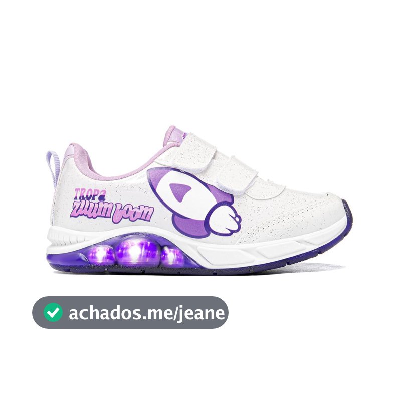 Tênis Infantil Dos Rosa DDR01K Branco Lilás Luz 26 ao 33