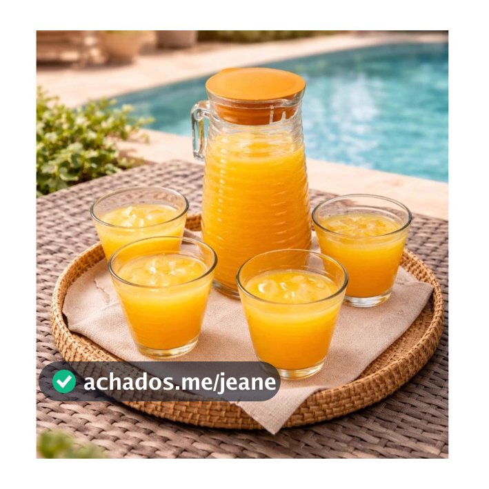 Kit Conjunto 1 jarra 800 mle 4 Copos De Vidro 220ml Suco Agua Chá
