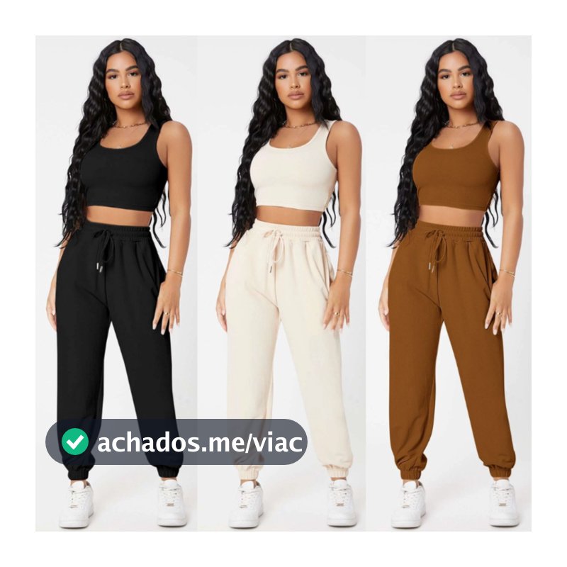 Conjunto Feminino Varias Cores Calça e Blusinha em Tecido Exclusivo Premium