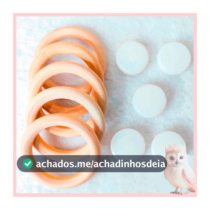 KIT CHOCALHO + ARGOLA DE MADEIRA SEM VERNIZ