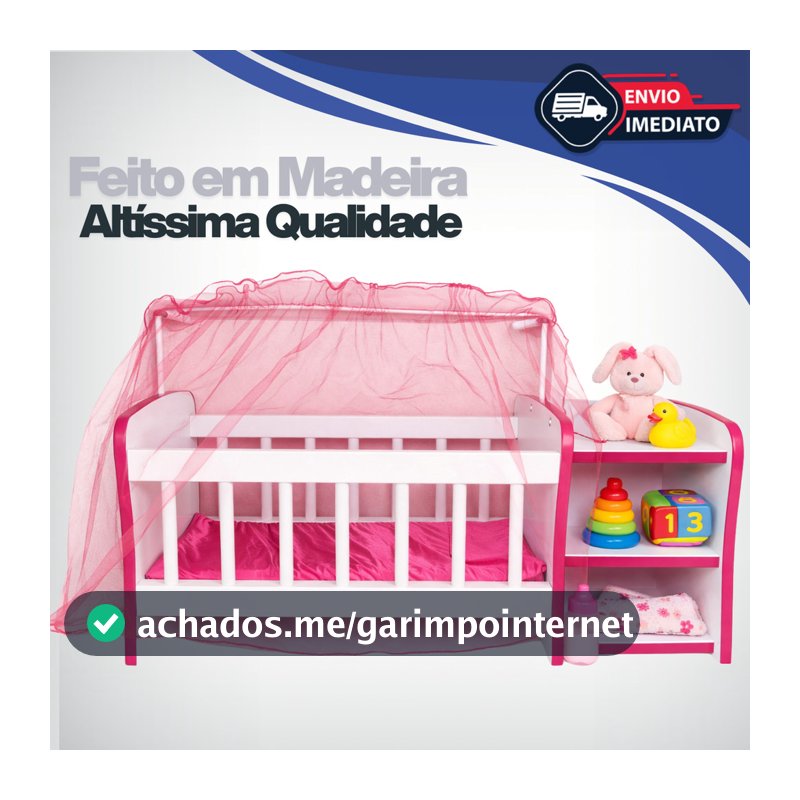 Berço Para Boneca Em Madeira Brinquedo Realista Com Mosquiteiro Colchão E Travesseiro
