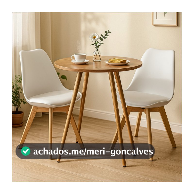 Mesa Sofia Redonda Freijó 70 Cm MDF + 2 Cadeiras Leda