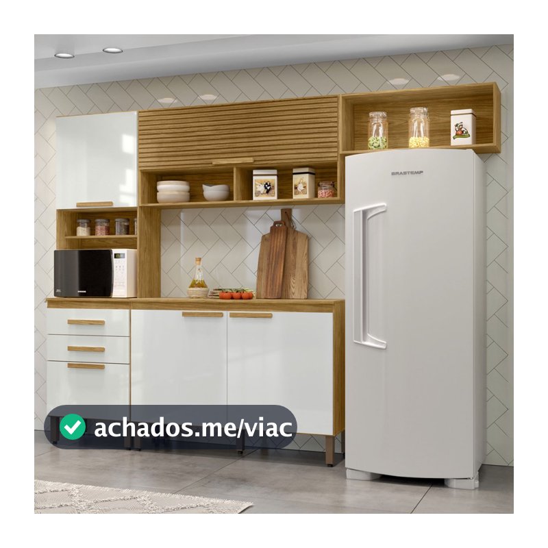 Cozinha Compacta Sara 5 Portas 2 Gavetas Marrocos/Off White - MX Móveis