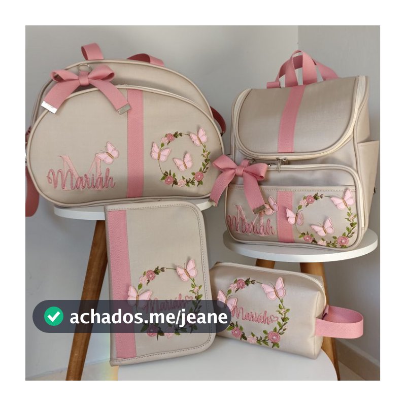 Bolsas Maternidade borboletas e nome sobreposto