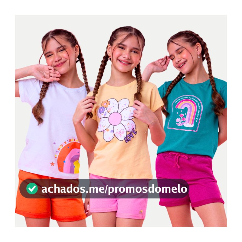 Kit conjunto juvenil menina 6 Peças Roupas Infantil Menina 2 à 16 Anos 3 conjunto infantil menina Camiseta Short