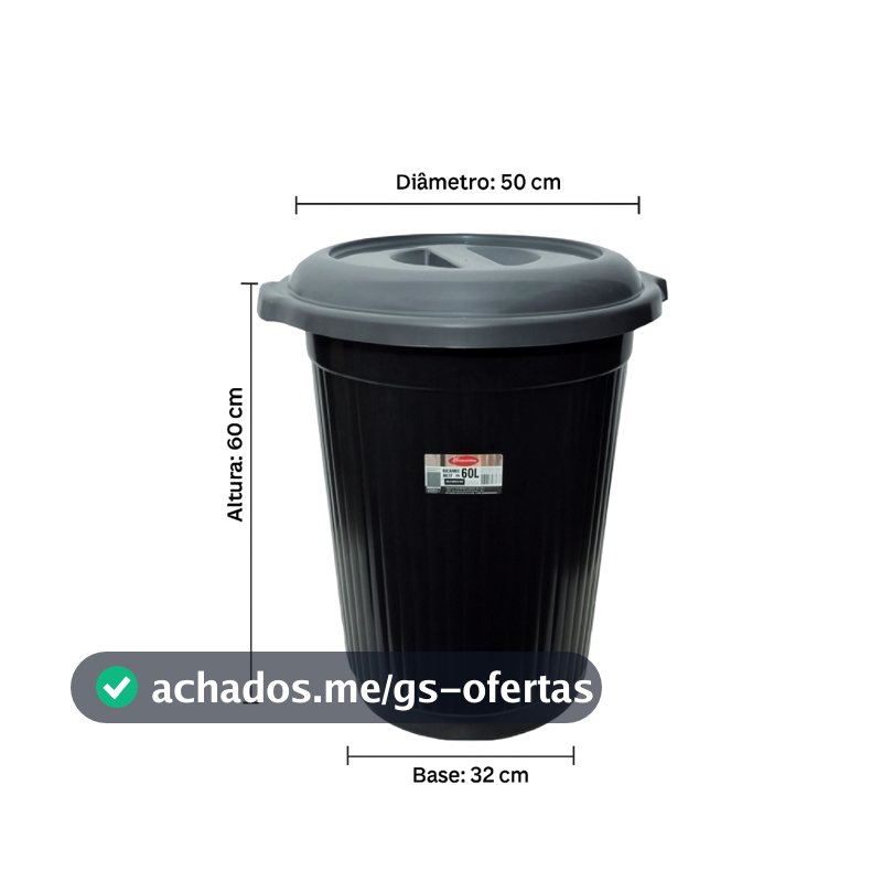 kit 2 Cesto Lixeira Grande 60L com tampa – Robusta, Funcional e de Alta Qualidade