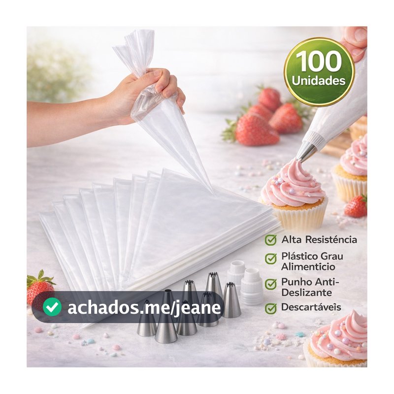 Saco De Confeitar com Bico Kits com 100 Unidades Médio Confeitaria Bolo Doce Cupcake