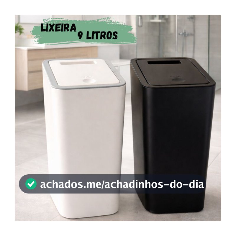 Lixeira Cesto Tampa Clink Banheiro Cozinha 9 Litros Escritorio