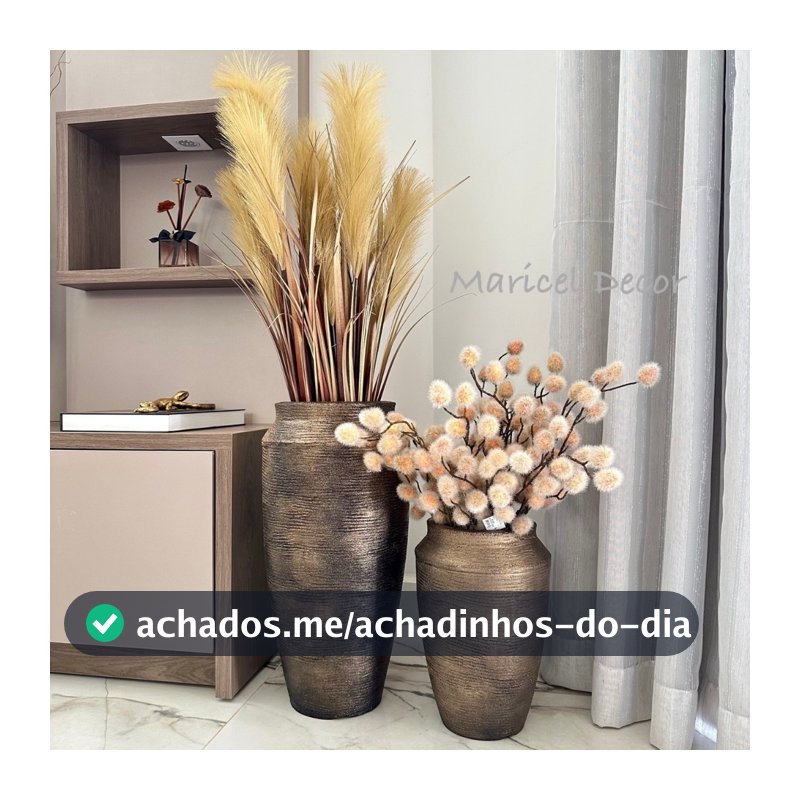 Kit Jogo 2 Vasos para plantas Decorativo Coluna Egipcio Texturizado Metalico Prime Luxo Moderno Sala Jardim Polietileno