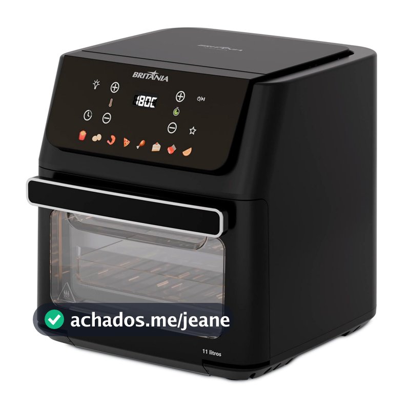 Fritadeira Air Fryer Britânia 11 Litros 1800W Painel Digital com 8 Funções 200°C Tampa Removível