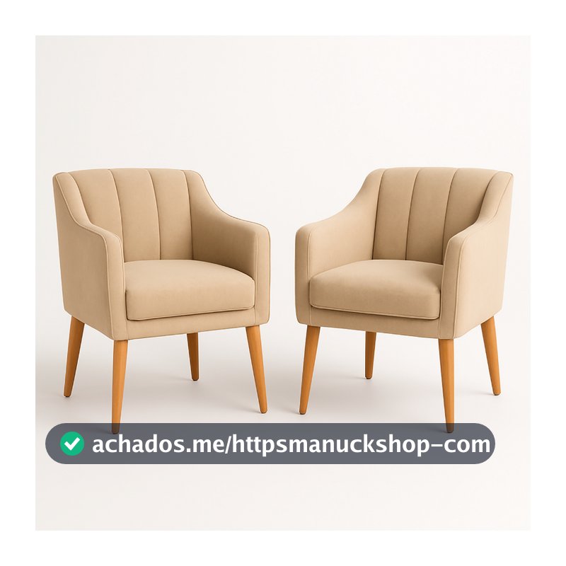 Kit com 2 Cadeiras Poltrona para Sala Moderna e Confortável Mila Suede