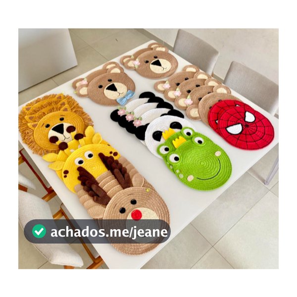 Sousplat infantil jogo americano mesa posta para criança