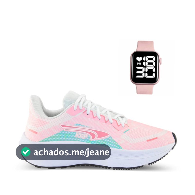 Tênis Feminino + Relógio Digital Kit Esportivo Corrida Academia | Confortável Leve