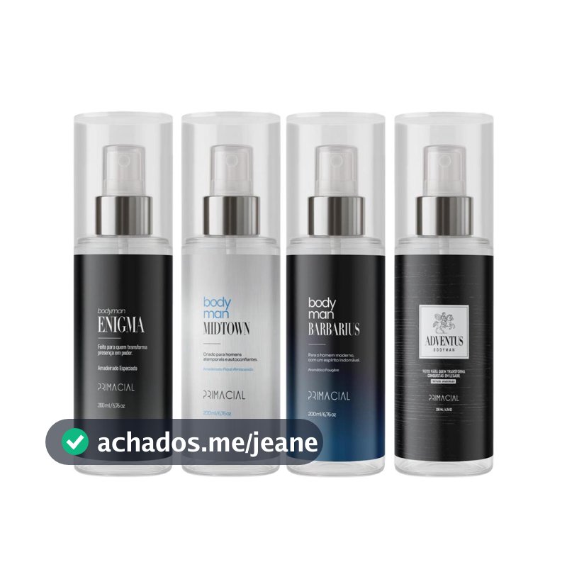 KIT BODY SPLASH MASCULINO ENIGMA + MIDTOWN + BARBARIUS + ADVENTUS 200ML - PRIMACIAL