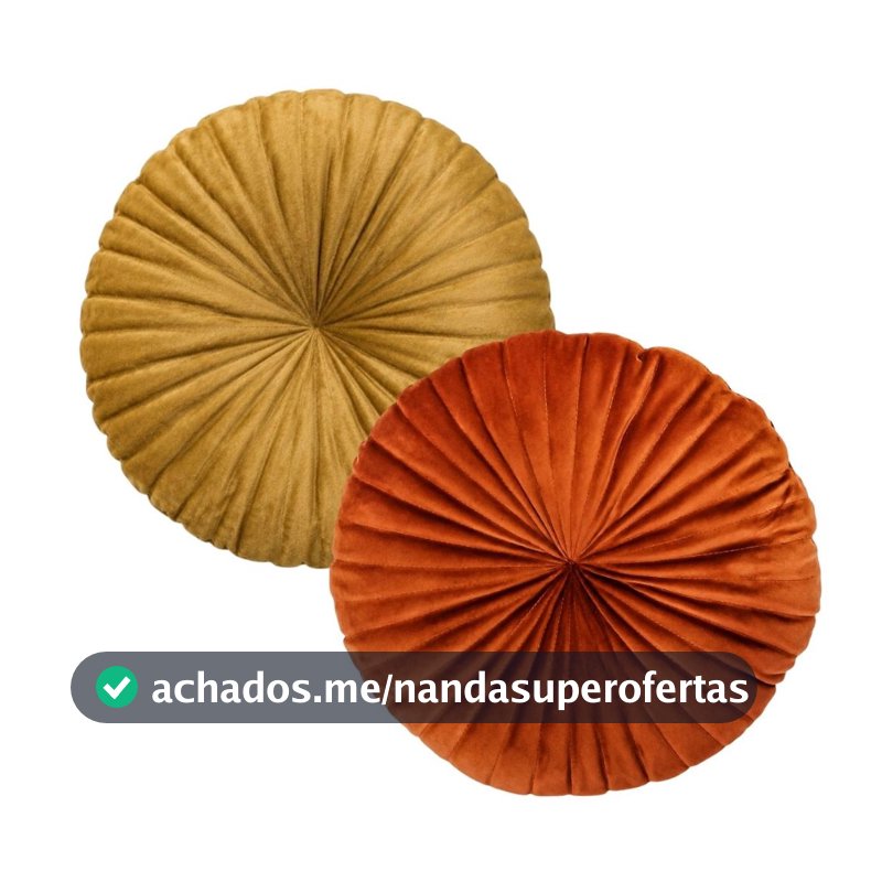 Kit 2 Almofadas Redondas Rendy Veludo Premium Decorativa - Sala, Quarto - Almofada Cheia Várias Cores