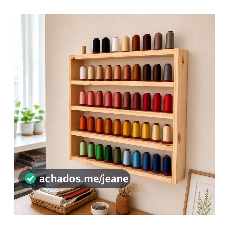 Nicho Prateleira Organizadora para Costureira Porta Carretel Linhas em Madeira Natural Pinus -ENVIO MONTADO