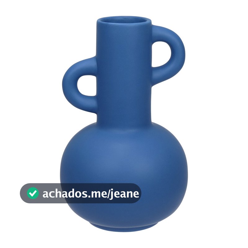 Vaso Decorativo Enfeite Planta Cerâmica 20x12x12cm Azul Flores Suculenta Sala Jardim Casa