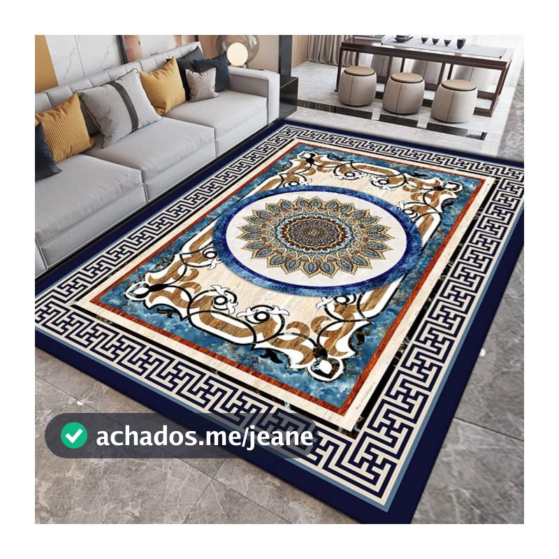 Tapete Belga Indiano Estampado 2,00x1,40 Sala/Quarto Antiderrapante