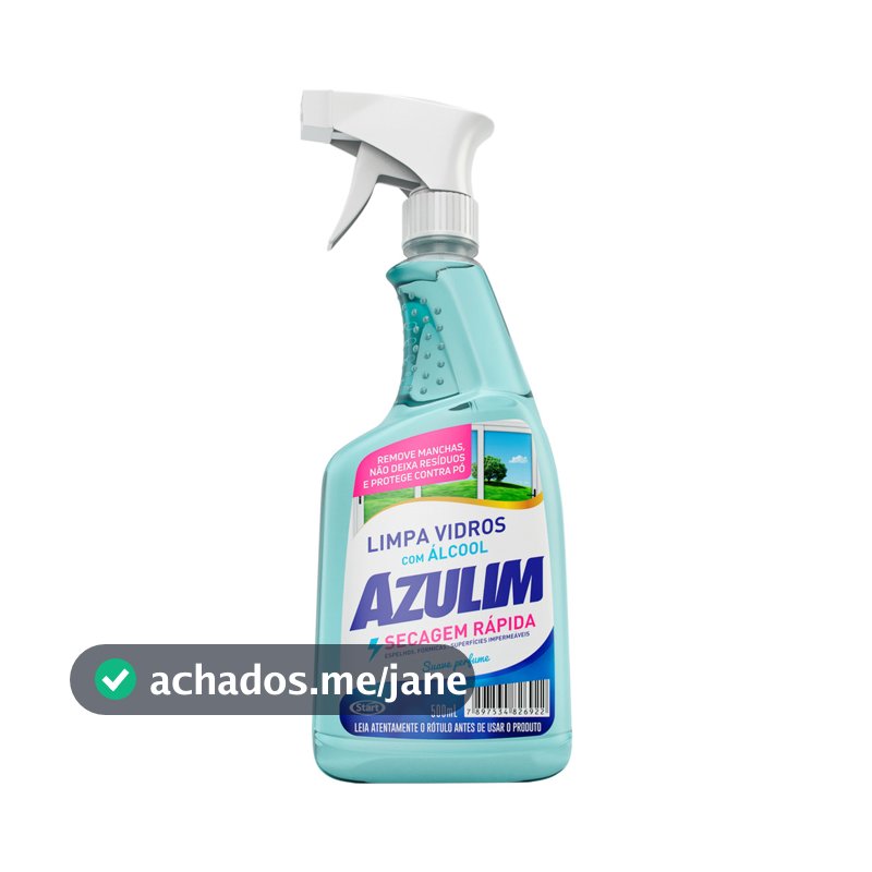 Limpa Vidros com Álcool Pulverizador 500ml Azulim
