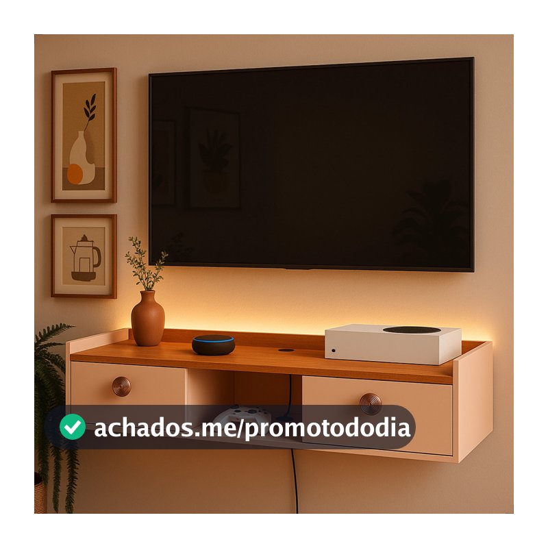 Rack Para Sala Suspensa Tv Home Painel Com 2 Portas Quarto Decoração Raque Aparador - MÓVEIS UP