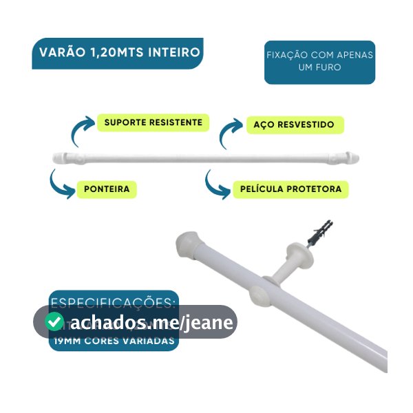 Varão para cortinas 1,20mts 19mm simples Europa