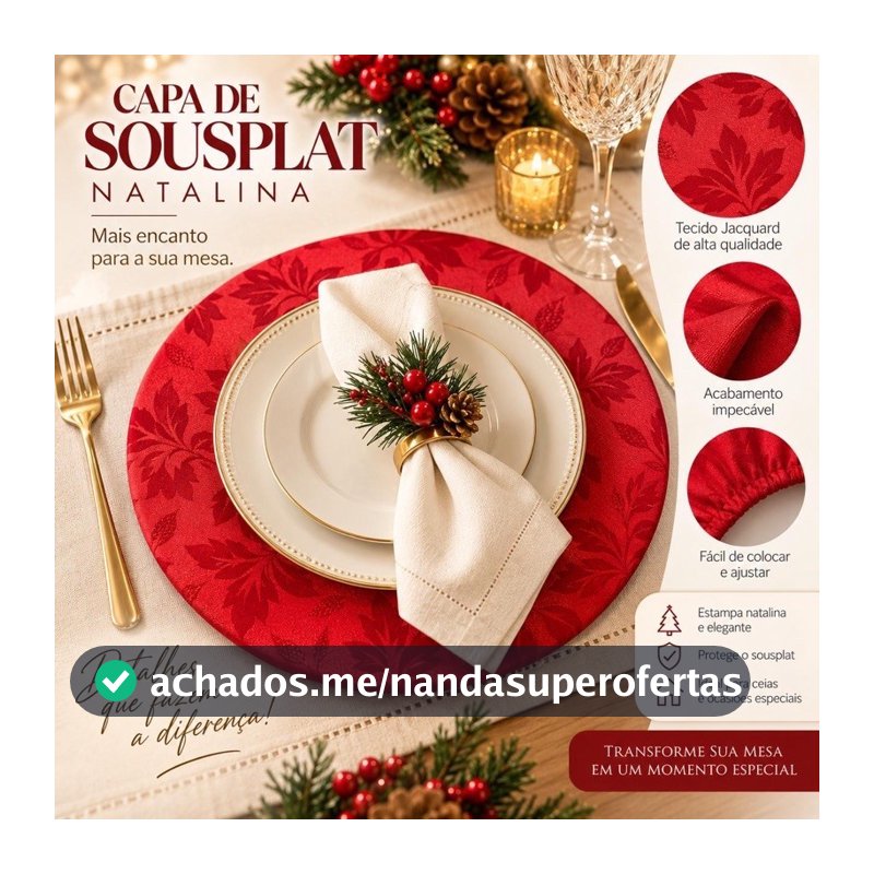 10 Capas para sousplat Mesa Posta Tecido Jacquard jogo americano Natalino  Reveillon Casamento Aniversário