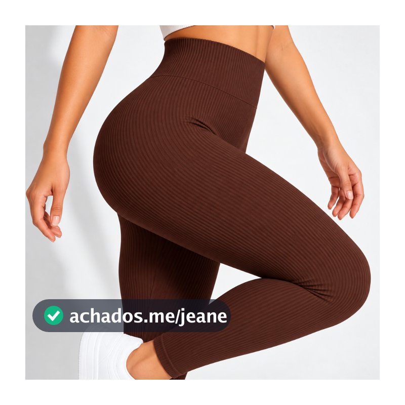 Calça Legging Canelada Premium de Cintura Alta Sem Costura Academia Feminina Elástica e Fitness Zero Transparência