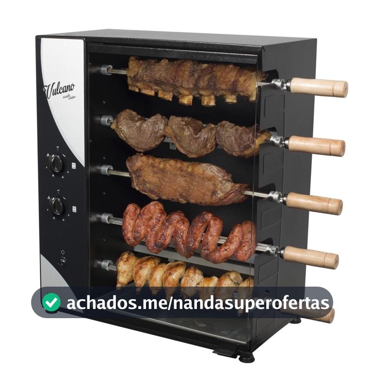Churrasqueira Rotativa a Gás GLP Apartamento Com 5 Espetos Giratórios Arke Assador Bivolt