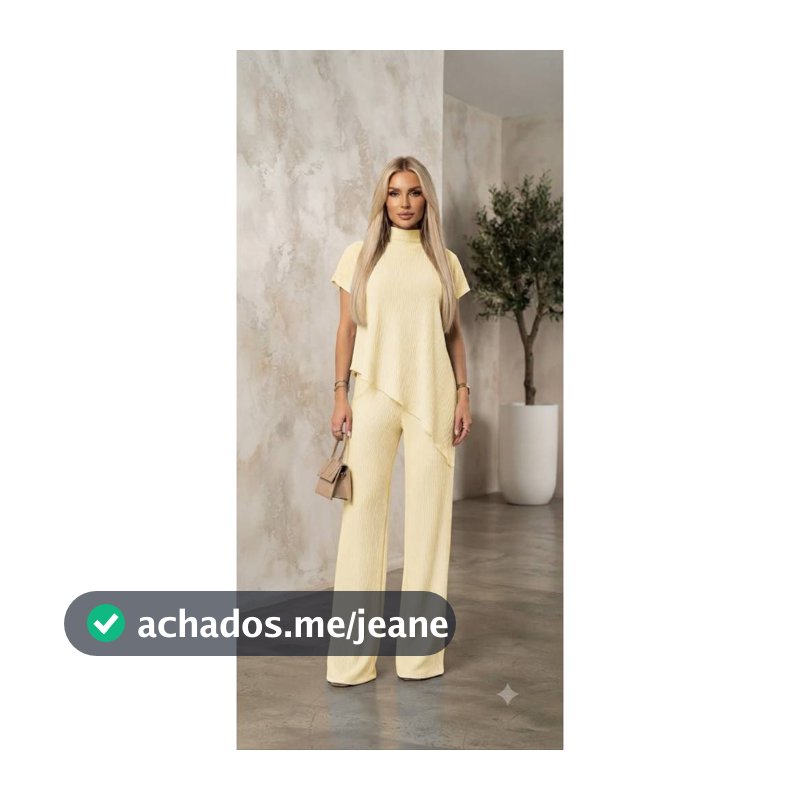Conjunto Elegante Chique Feminino Blusa e Calça Pantalona Gola Alta Tecido Anaruga Premium