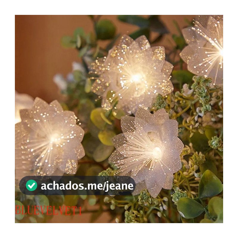 Luzes De Corda De Flores De Fibra Óptica BLUEVELVET1 , Lâmpadas De Fadas De Camada Dupla Alimentadas Por Bateria , LED