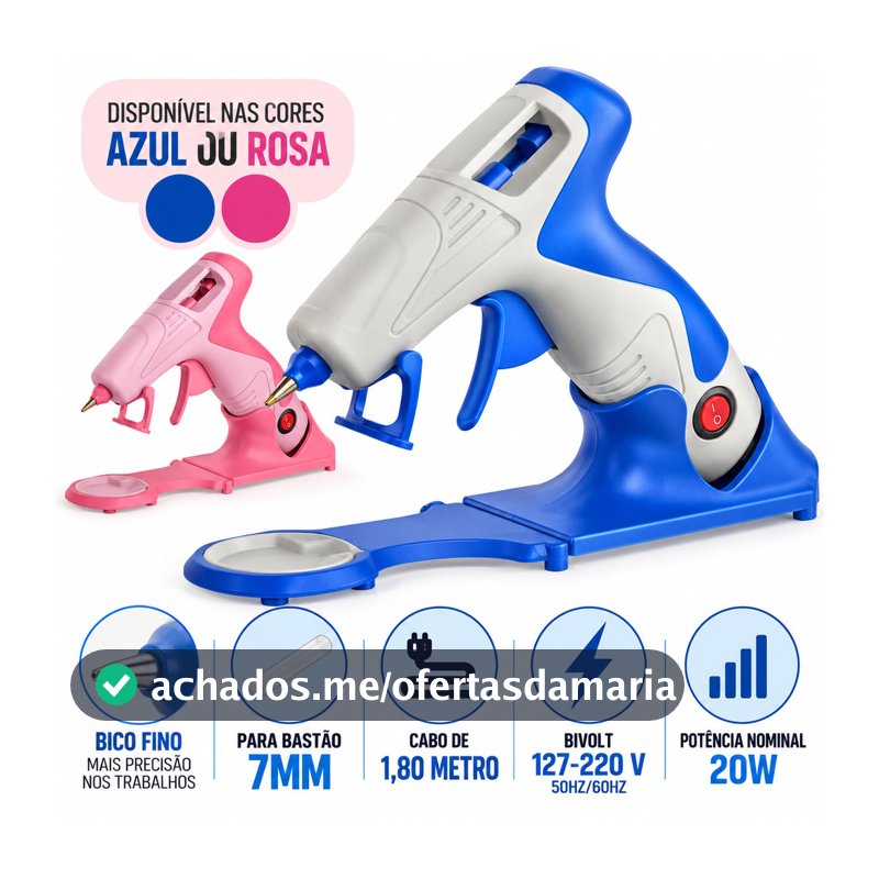 Pistola de Cola Quente Sem Fio Premium Artepunto Bico Fino 7mm | Artesanato | Pink ou Azul