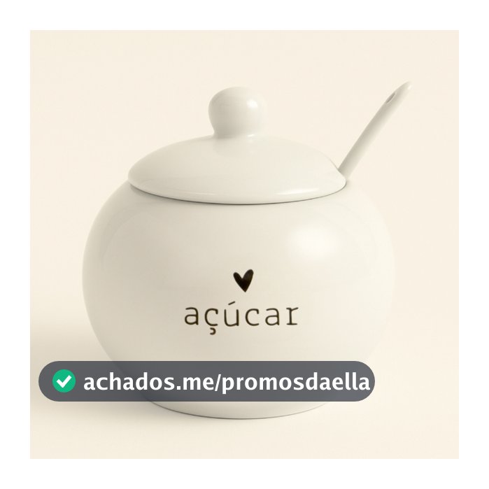 Açucareiro de Porcelana Com Tampa e Colher Porta Açúcar