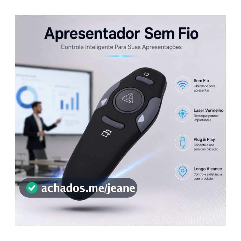 Apresentador Sem Fio PPT USB Controle Slide PowerPoint Laser Vermelho 2.4GHz