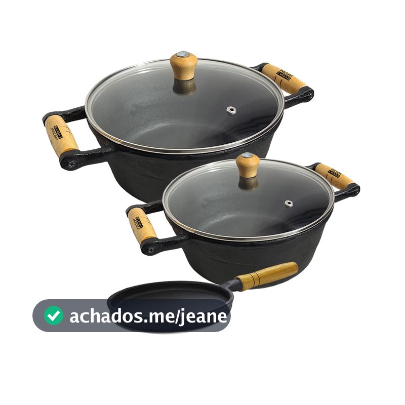 Panela de Ferro Tampa Vidro Caçarola e Chapa Tapioqueira