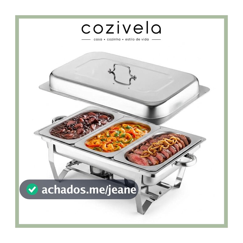 Rechaud de Buffet 12L Inox - Banho Maria Profissional Buffet Festas Mantém Alimentos Aquecidos