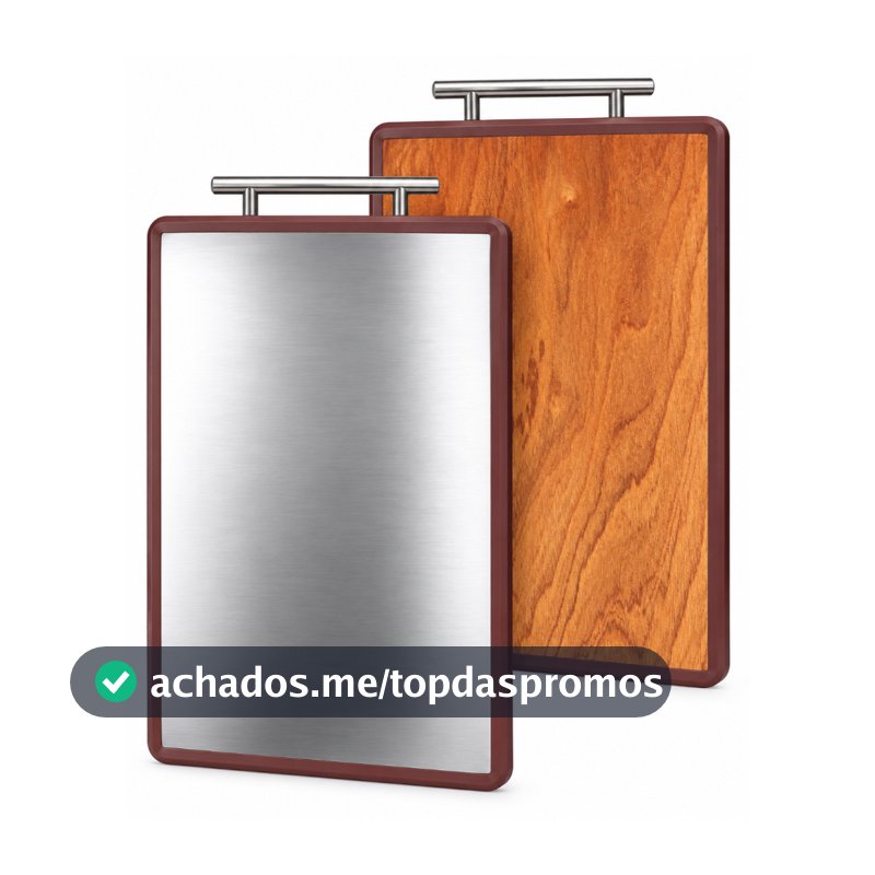 Tábua de corte Carne Legumes e Vegetais Dupla Face Aço Inox e Madeira Premium Resistente Com Alça