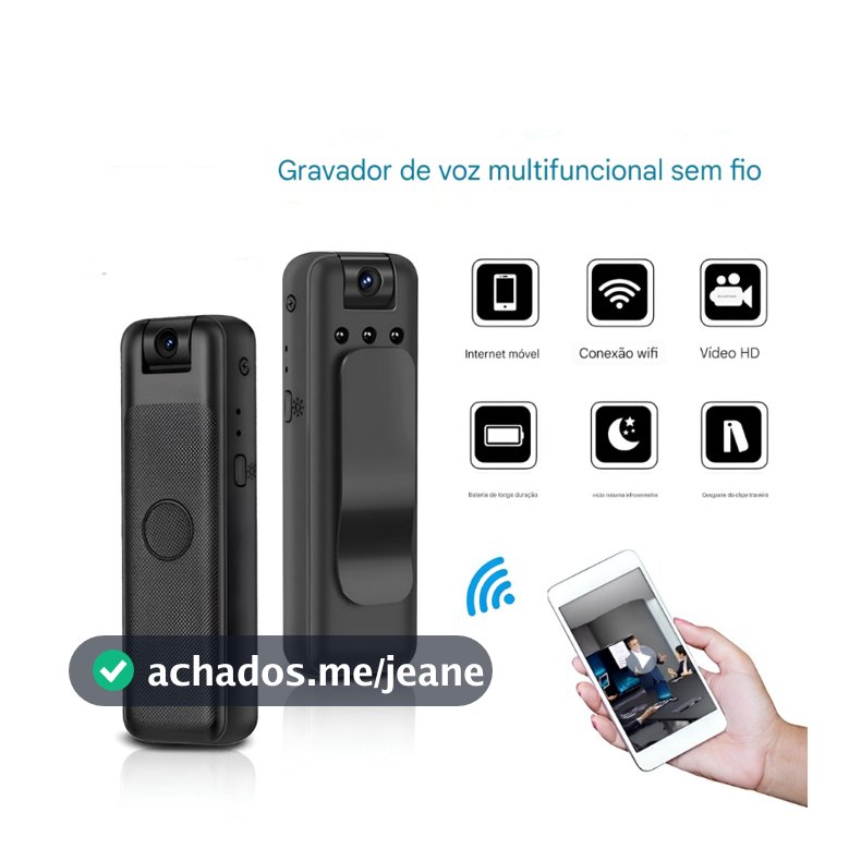 Câmera Portátil Mini Grampo Traseiro WiFi Visualização Remota Gravadores de vídeo HD 1080P