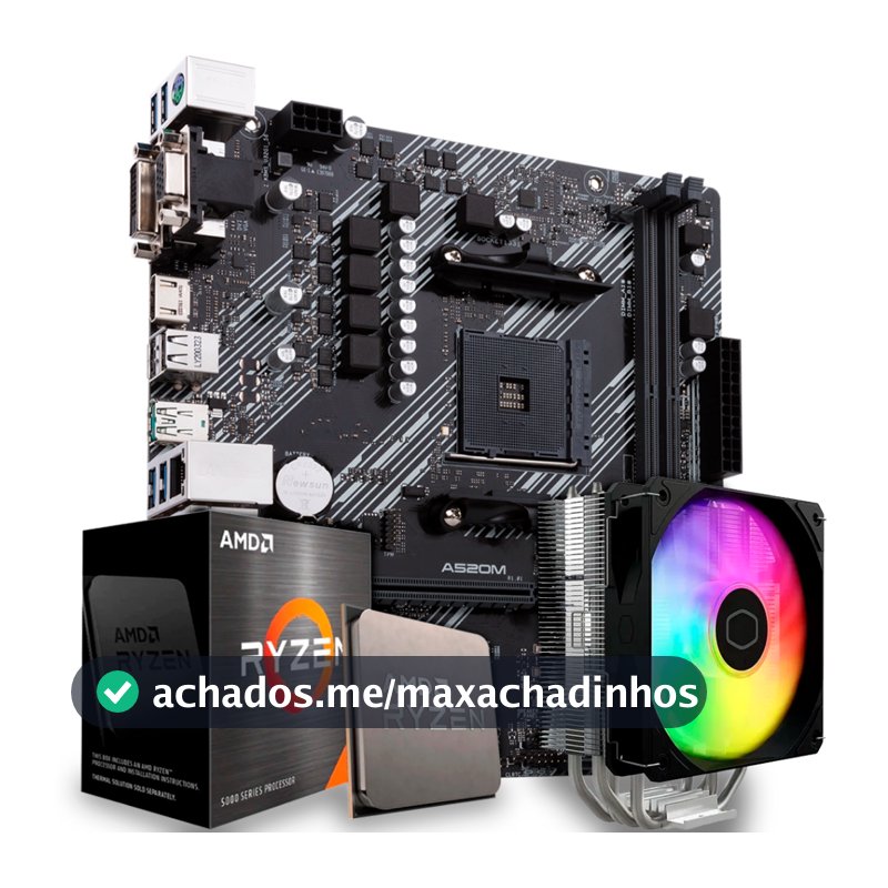 Kit Upgrade AMD Ryzen 7 5700X, Placa Mãe A520, Air Cooler ARGB, AM4, 568KQ05Y-E