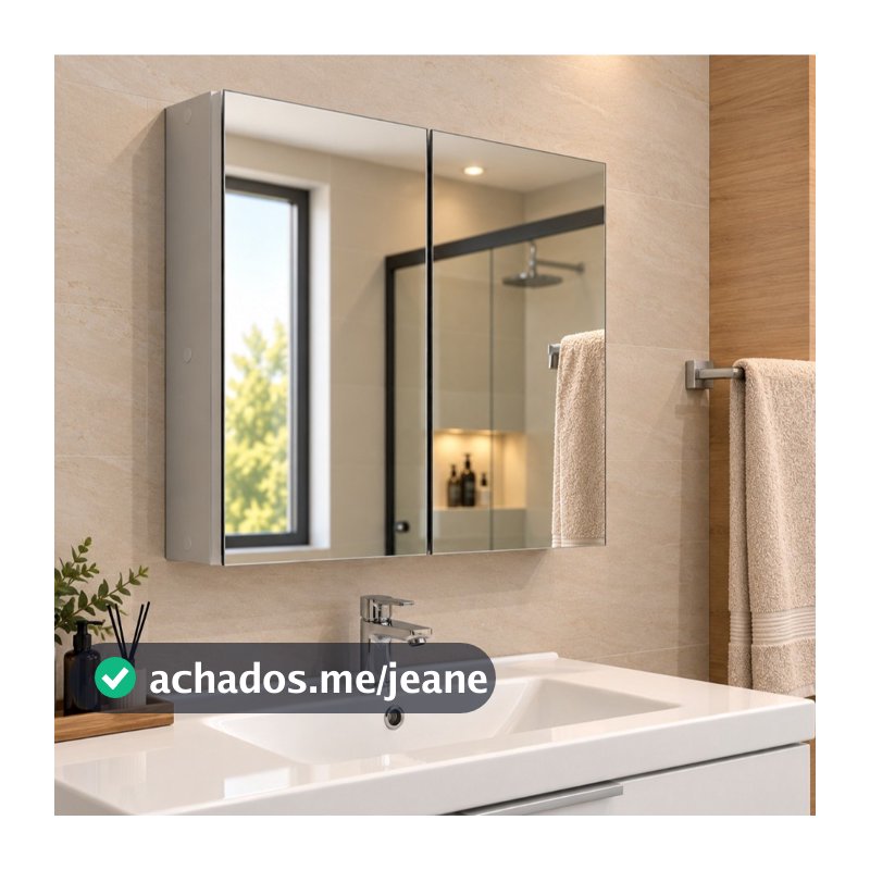 Armário 70cm Aéreo Banheiro Com Espelho - Com Fundo - 100% MDF - MONTADO