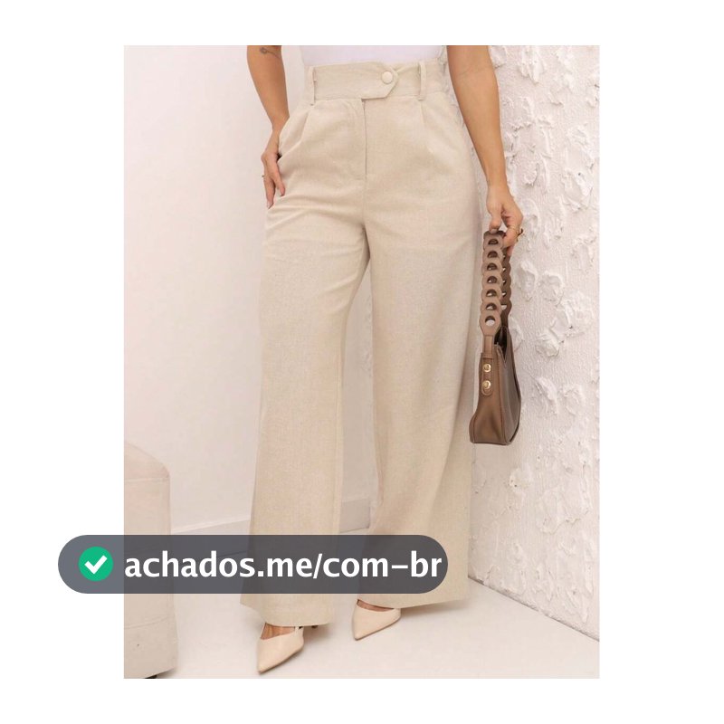 EMILI 1 Calça Comfort Transpassado Pantalona Feminino Em Linho cós alto Com Forro-S891