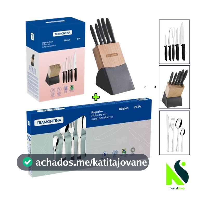 Kit Faqueiro Jogo de Talheres Búzios Tramontina Jogo de Facas com Cepo