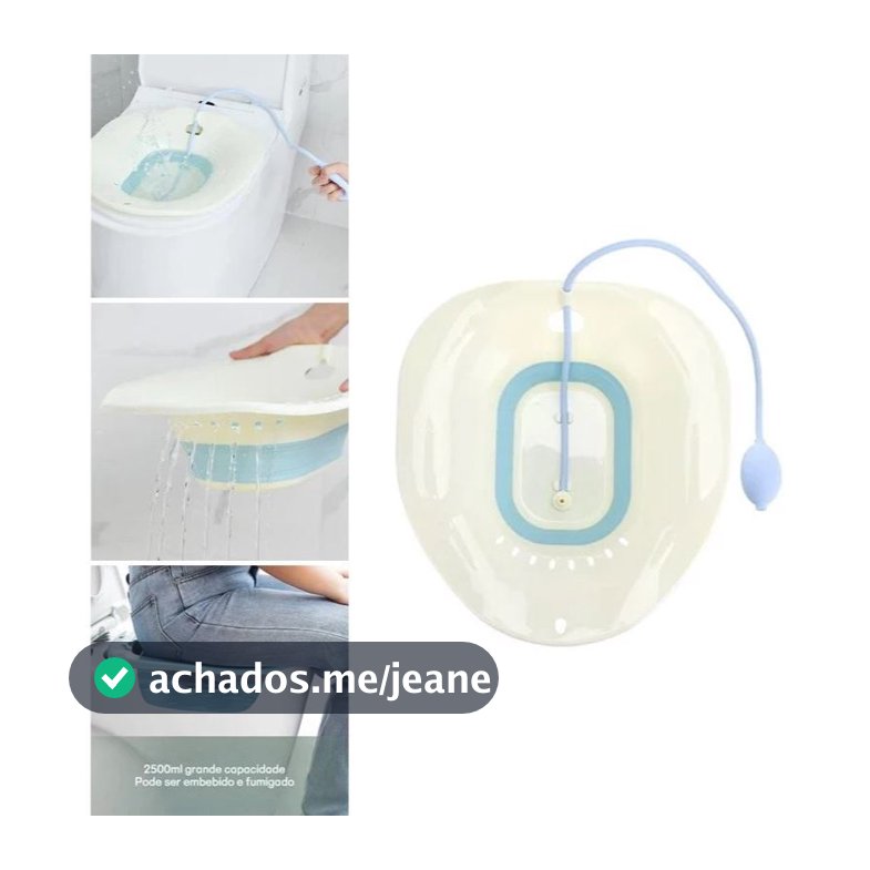 Bacia de Banho de Assento Dobrável Portátil para Vaso Sanitário Pós-Parto e Hemorroidas