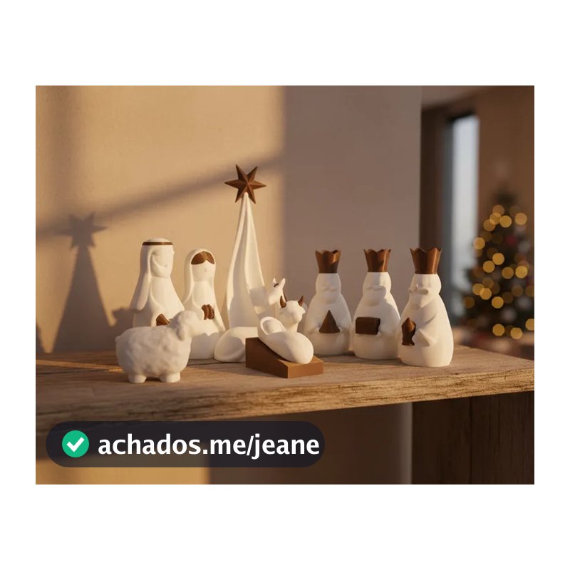 Presépio Natalino de Mesa 3d Completo Enfeite De Natal - 10 Peças | Decoração Natal