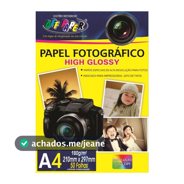 Papel Fotográfico Off Paper A4 50 Folhas High Glossy 180g /120g /240g