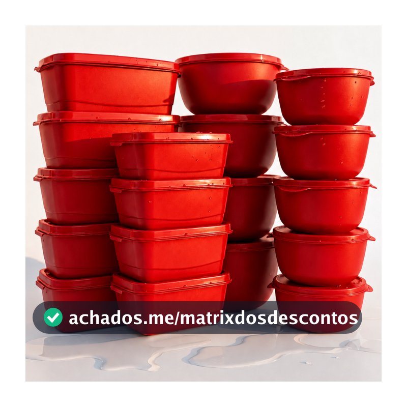 Kit de 20 Potes - 10 Pote Oval/Retangular + 10 Bowls Com Tampa Organizador Vasilha para Armazenamento