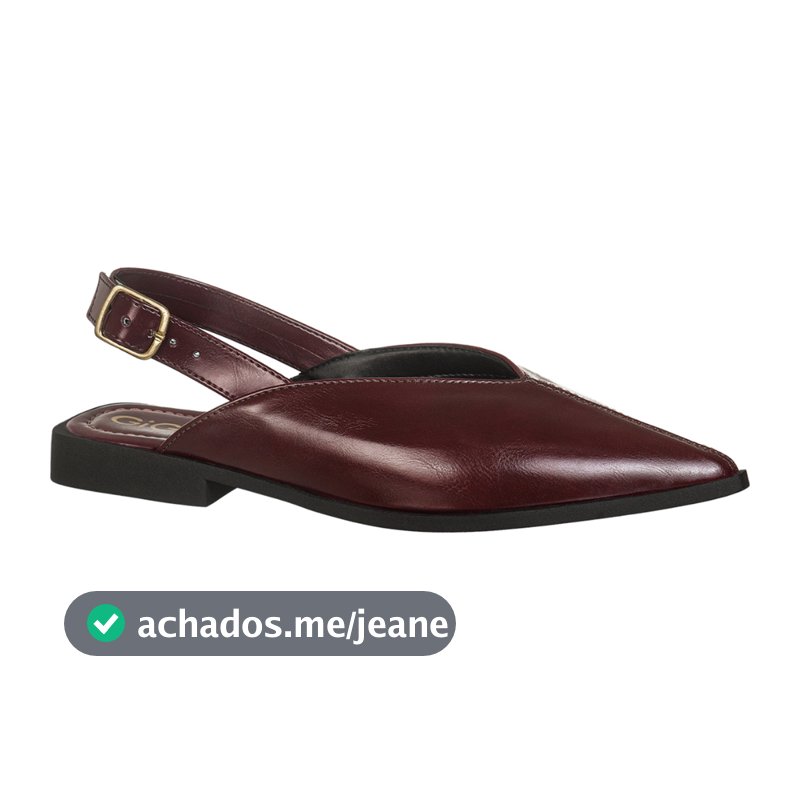 Sapatilha Feminino Slingback Bico Fino Fivela Lateral Rasteira Recorte V Elegante Cris GiGiL