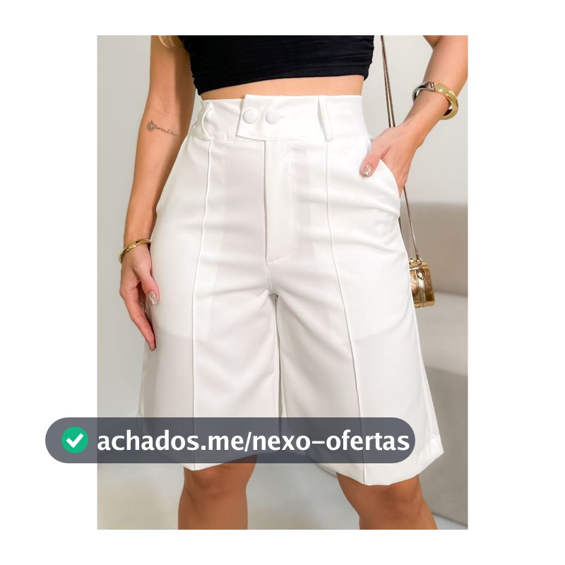bermuda feminina Calças elegantes de comprimento médio com botões duplos e bolsos.